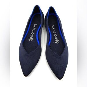 Rothy's Navy Pointed Knit Flats with Royal Blue Trim NWOT